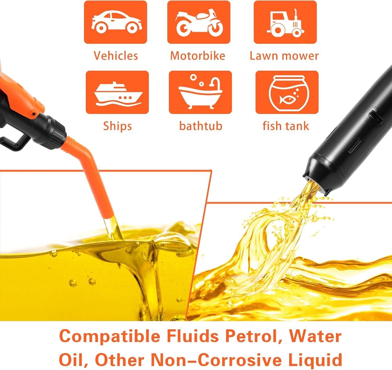 Portable Transfer Pump Battery Operated Electric Siphon Pump for Gas Fuel Diesel thumbnail 5