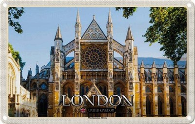 Blechschild 12x18 cm Westminster Abbey London UK Bildmotiv Reisemotiv Abenteuer 