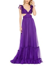 Mac Duggal Ruffle Sleeves Side Cutout Dress Women's Purple 2