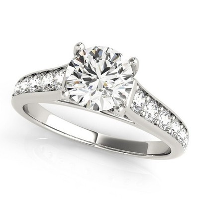 VS F 1.35-1.90 Carat Lab Grown Diamond Accented Single Row Round Engagement Ring