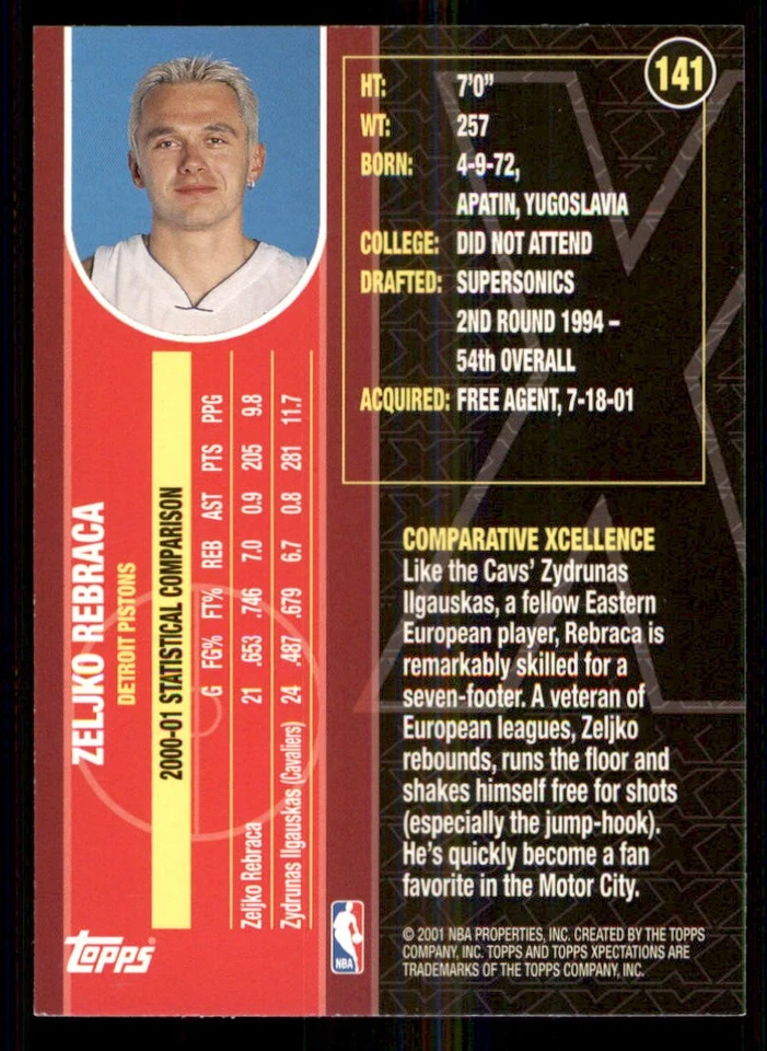2001-02 Topps Xpectations #141 Zeljko Rebraca RC - Image 2 of 2