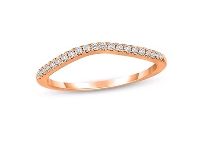 Prev Owned Now + Forever Diamond Contour Wedding Band 10 K Rose Gold Size 5 3/4