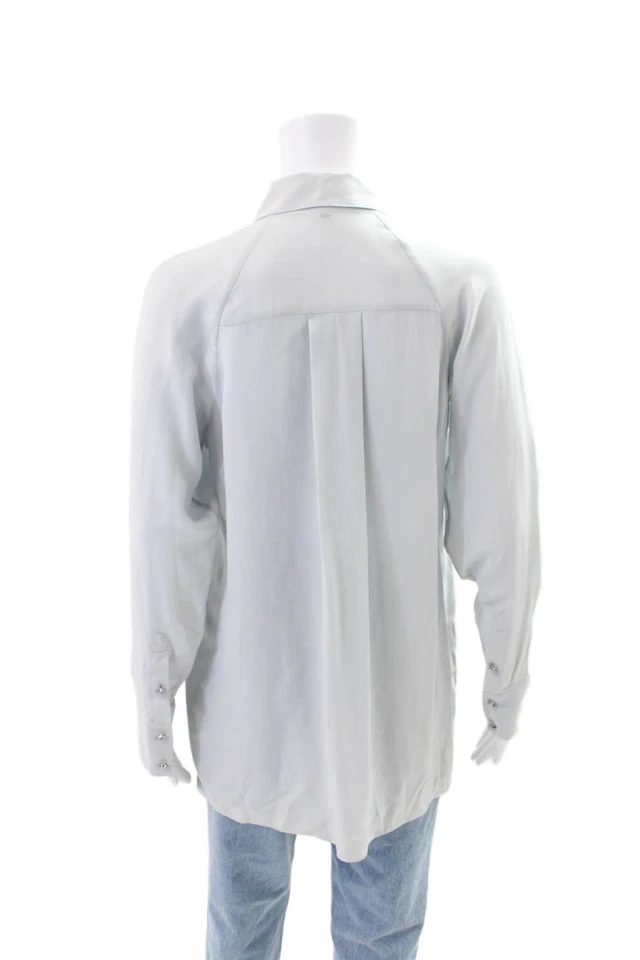 Blusa Robert Rodriguez Etiqueta Negra Mujer Seda Abotonada Azul Cielo Talla 4 Foto 3 de 4