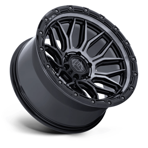 17X9 Fuel 1PC FC881 SURGE 5X5.0 1MM GLOSS BLACK MACHINED W/ GRAY TINT (4) - Picture 2 of 5