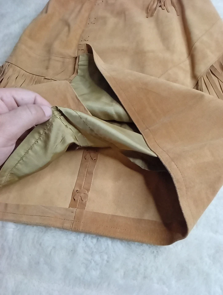 Falda de Colección Pia Rucci Marrón/Tostado Gamuza Cuero Western Flecos para Mujer Talla 6 Foto 4 de 4