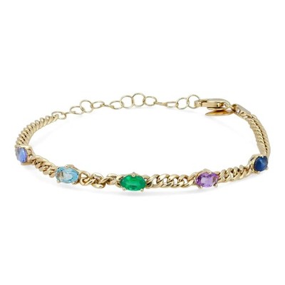 Meira T ovale Form mehrfarbig Saphir Kette Armband 14K Gelbgold