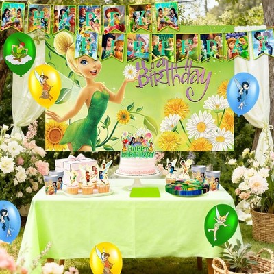 Tinker Bell Kinder Geburtstag Deko,Disney Party Zubehör Hintergrund Tortendeko
