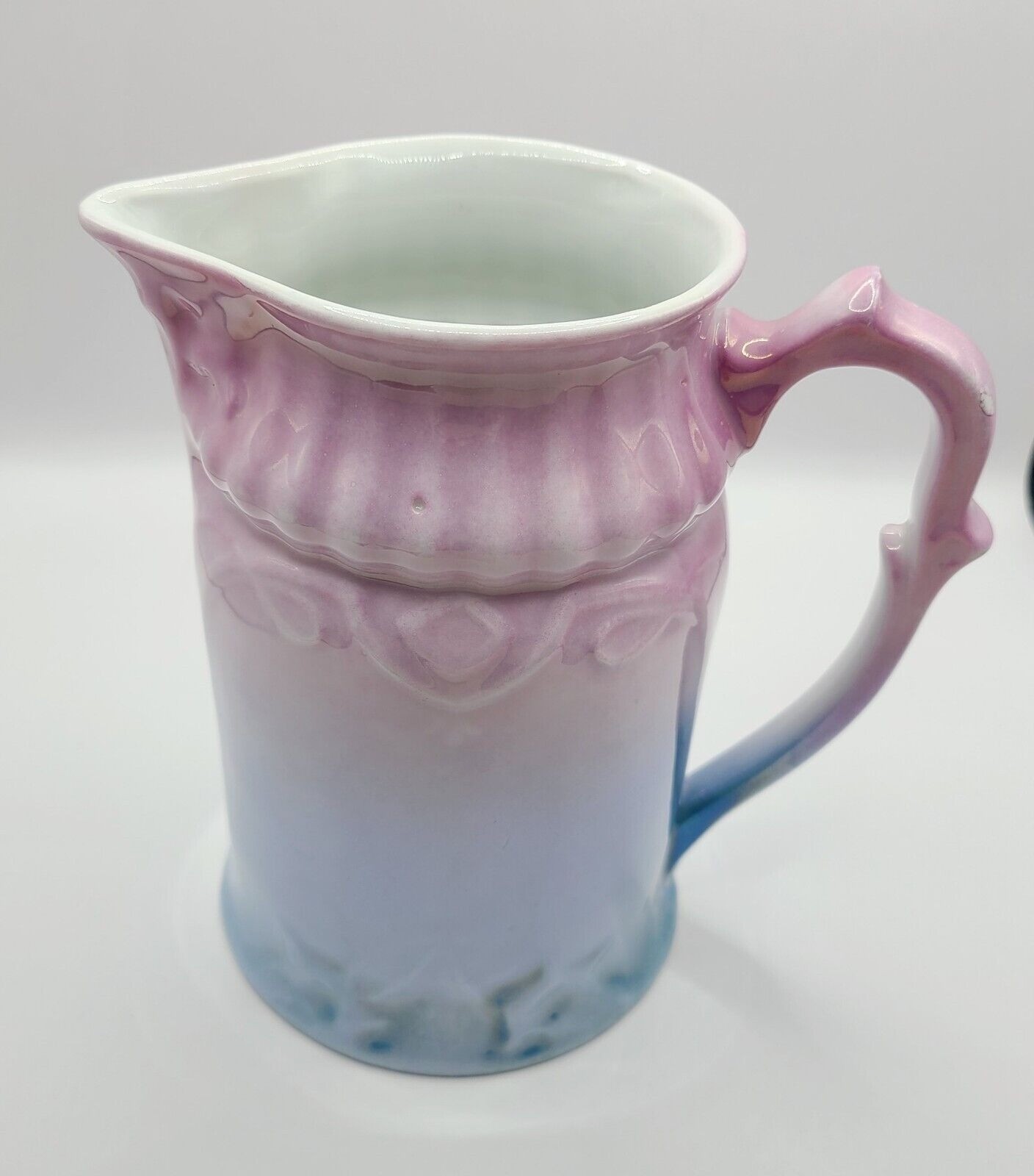 Antique 1920's Bavaria Lusterware RCW German Purple Blue Iridescent Milk Pitcher
