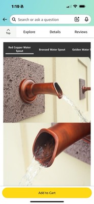 Solid Brass Made Exquisite Handcrafted Waterfall Spout for Landscape, Water F...