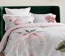 Image of Ted Baker Peony Floral Grey & Pink Duvet Cover Set - Includes Pillowcases