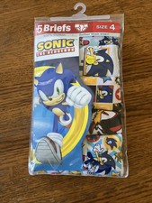 Sonic the Hedgehog Boys Briefs Underwear 100 Cotton Size 4 New 5- Pack
