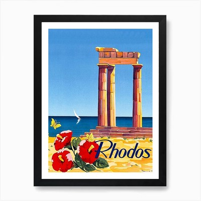 Rhodos, Griechenland, antike Architektur gerahmtes Wandbild Poster Leinwanddruck Bild
