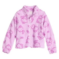 New Girls Sanrio Hello Kitty Zip-Up Pink Fleece Jacket 7 8 10/12 14/16