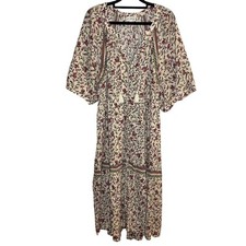 Tiered Peasant Midi Dress Puff Sleeves Floral 2X Cottage Boho Romantic Coquette