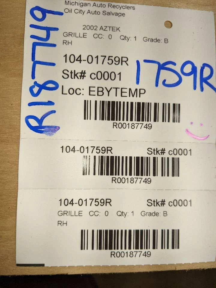 Passenger Right Grille Fits 01-05 AZTEK 187749 Foto 4 de 4