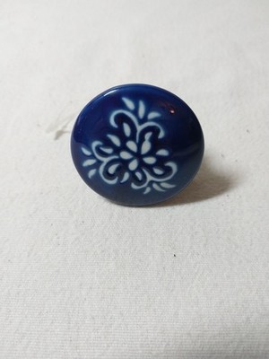 Cozy Blue With White flowers Cabinet Knob