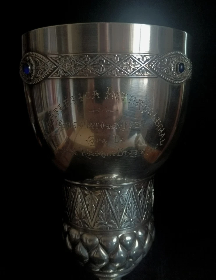 JUGENDSTIL - ARTS & CRAFTS WMF CHALICE - TROPHY  SILVER-PLATE & JEWELED 1915 - Image 4 of 4
