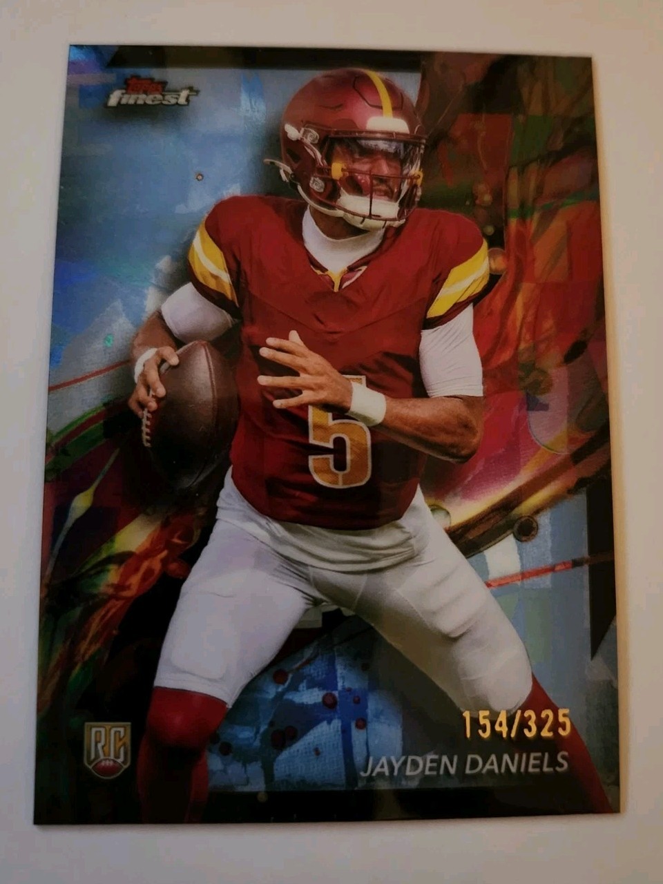 2024 Topps Finest Jayden Daniels Sky Blue Refractor Rookie RC # 67 ( # 126/325 )