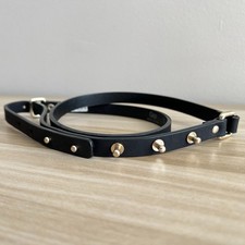 GAP Women's XS Skinny Black Leather Belt Brass Studded