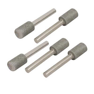 5 Pcs 6mm x 12mm Silber Ton Zylinderkopf Diamant Schleifstifte Schleifbit