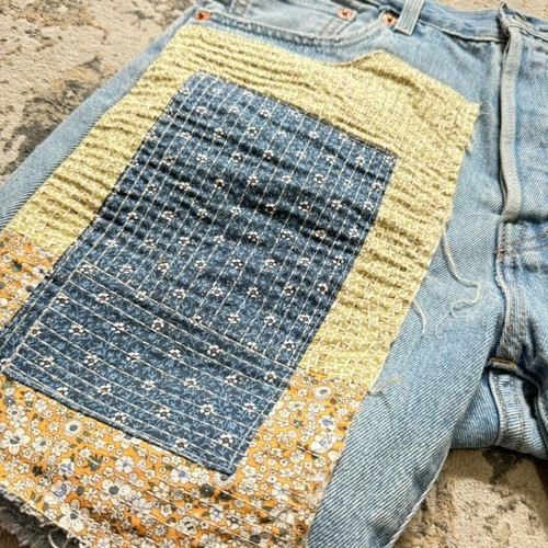 Mens Levis Premium 501 150th Anniversary 93' Sashiko Patchwork 7" Shorts Size 30 - Picture 2 of 14