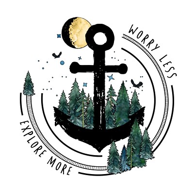 3  Explore Sticker Worry Less Camp Hike Travel Outdoors Wildlife Forest Anchor