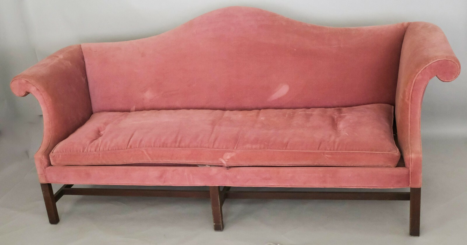 Kittinger Williamsburg Mahogany Chippendale Sofa Rose Velvet Fabric WA