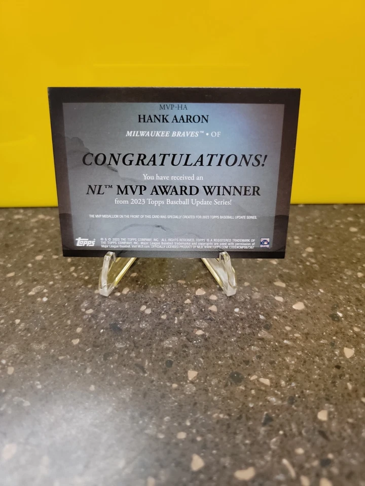 2023 Topps Update HANK AARON MVP Medallion Relic - 1957 NL MVP #MVP-HA - Image 2 of 3