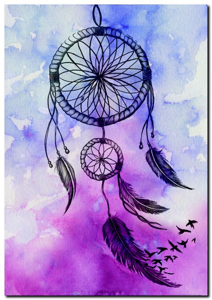 Beautiful Dreamcatcher & birds watercolor CANVAS ART PRINT