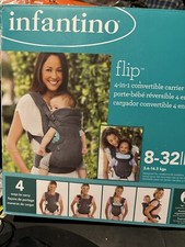 BABY CARRIER Infantino Flip 4-in-1 Convertible Grey 8-32lbs Adjustable New