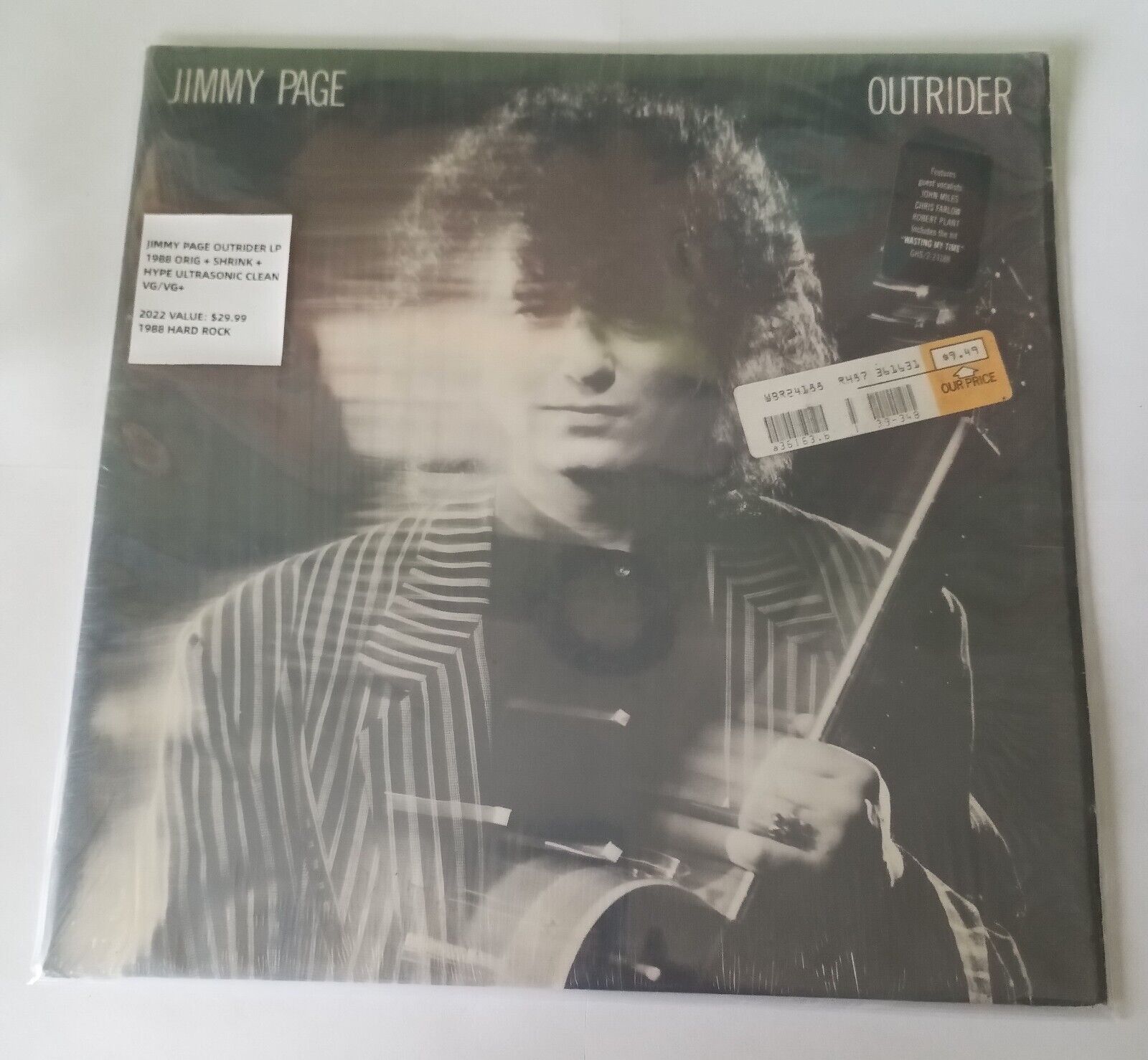 Jimmy Page Outrider Lp 1988 ORIG + SHRINK & HYPE Ultrasonic Clean VG/VG+