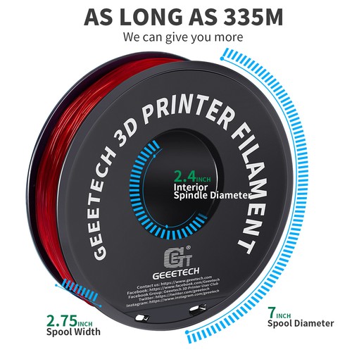 Geeetech TPU Filament 1,75mm 1kg Rot Weiche & hohe Elastizität für 3D Drucker - Afbeelding 5 van 8