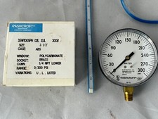 Ashcroft 35W1005PH 02L XUL, 3-1/2" Face 0-300 PSI Water Pressure Gauge, 1/4" NPT