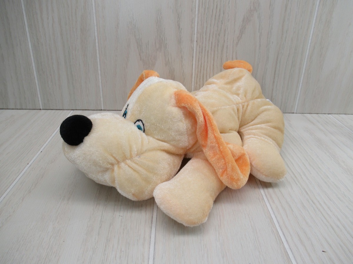 National Prize Toy plush puppy dog yellow cream orange ears blue