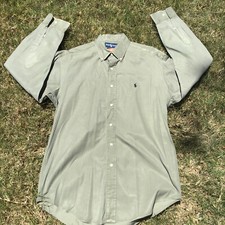 Polo Ralph Lauren Blake Silk Cotton Button Down Shirt Green Logo Small