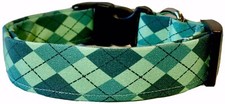 Shades Of Green Argyle St Patrick  s Day Handmade Dog Collar