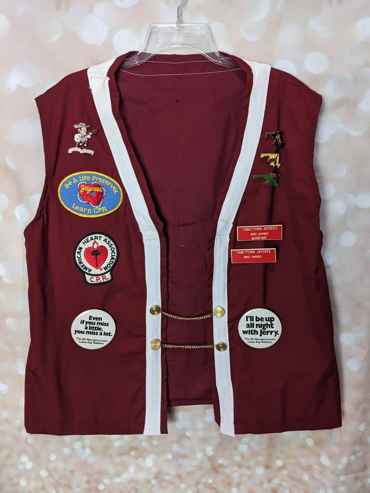 Taneytown Jaycees “Mike” Vest & Windbreaker Jacket with Buttons Pins & Patches L - Image 2 of 4
