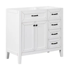 36" Single Bathroom Vanity with 2 Doors & 3 Drawers (Sink Basin Not Included)