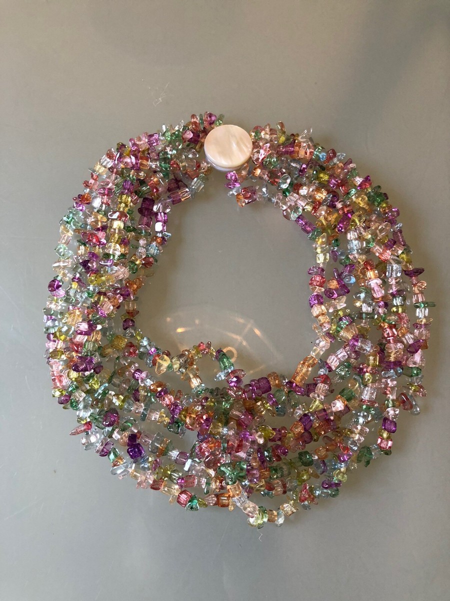 NWOT Rainbow Multi Color Quartz Statement Stone Bib Necklace - Main Image