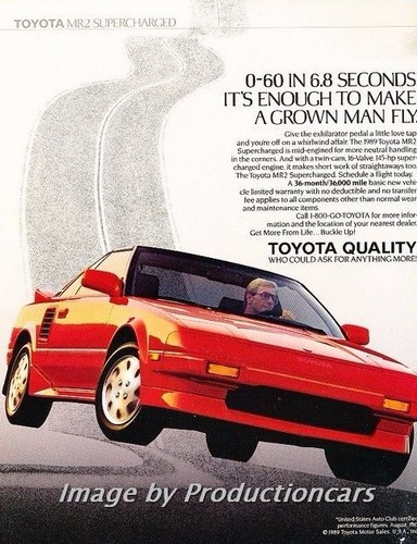 1989 Toyota Mr2 Supercharged Red Original Vintage Print Advertisement Ad P36