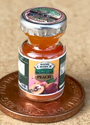 Dolls House Glass Jar Of Peach Jam 1:12 Scale Kitchen Preserve tumdee