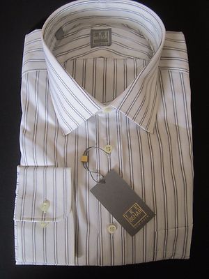 $225 NWT GOLD LABEL Ike Behar BLUE WAVE Striped Purple Dress Shirt 16 LS 34/35