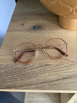 Brille Brillenfassung Panto Gold/Leder Cacharel Windsorring NEU NOS