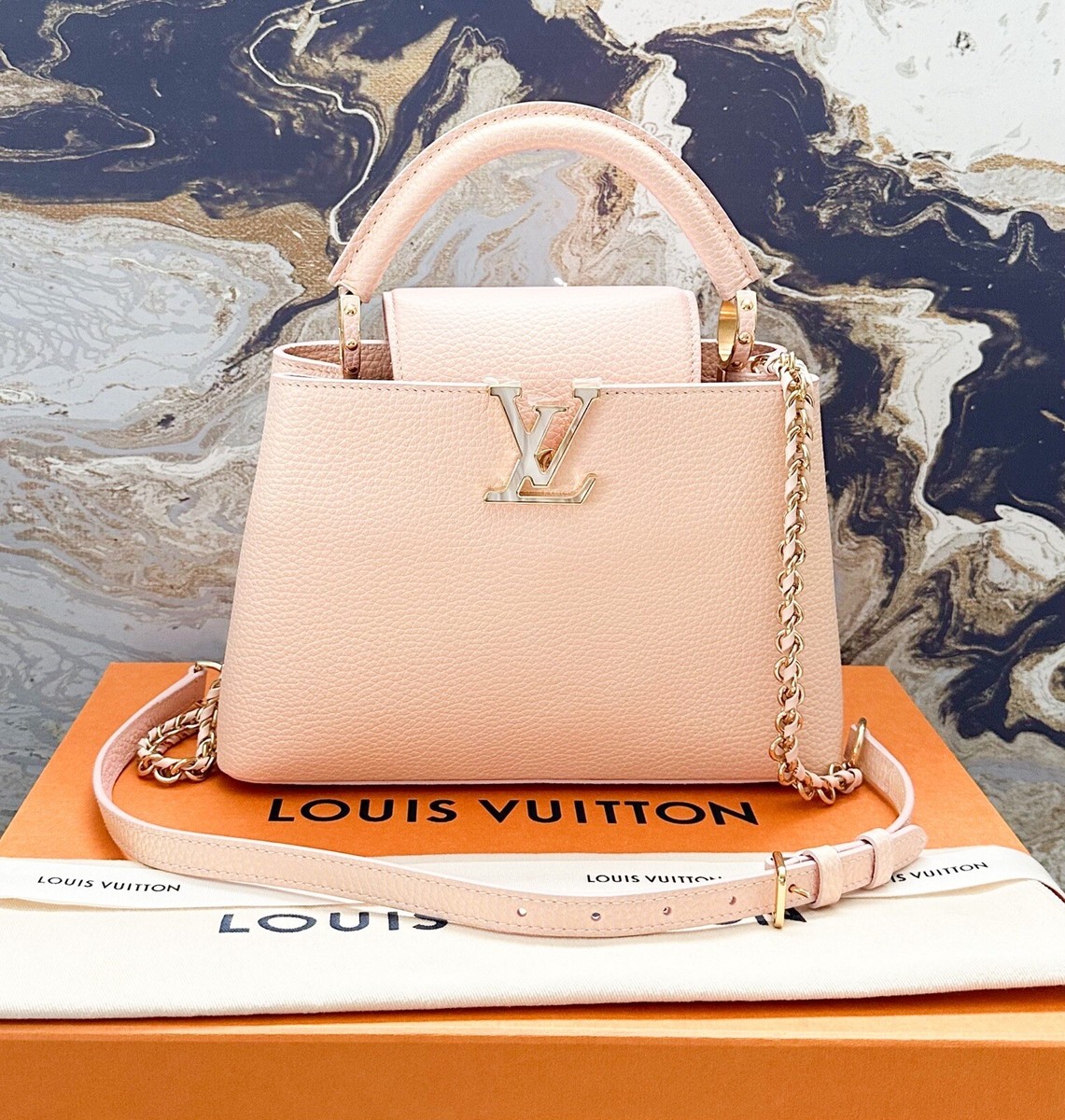 Louis Vuitton Capucines BB Metallic Taurillon Seashell Chain