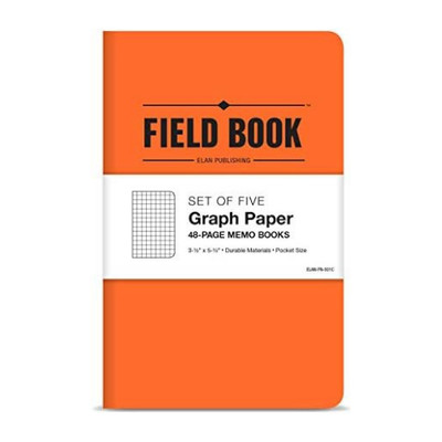 Field Notebook/Pocket Journal - 3.5''X5.5'' - Orange - Graph Memo Book - Pack of 5
