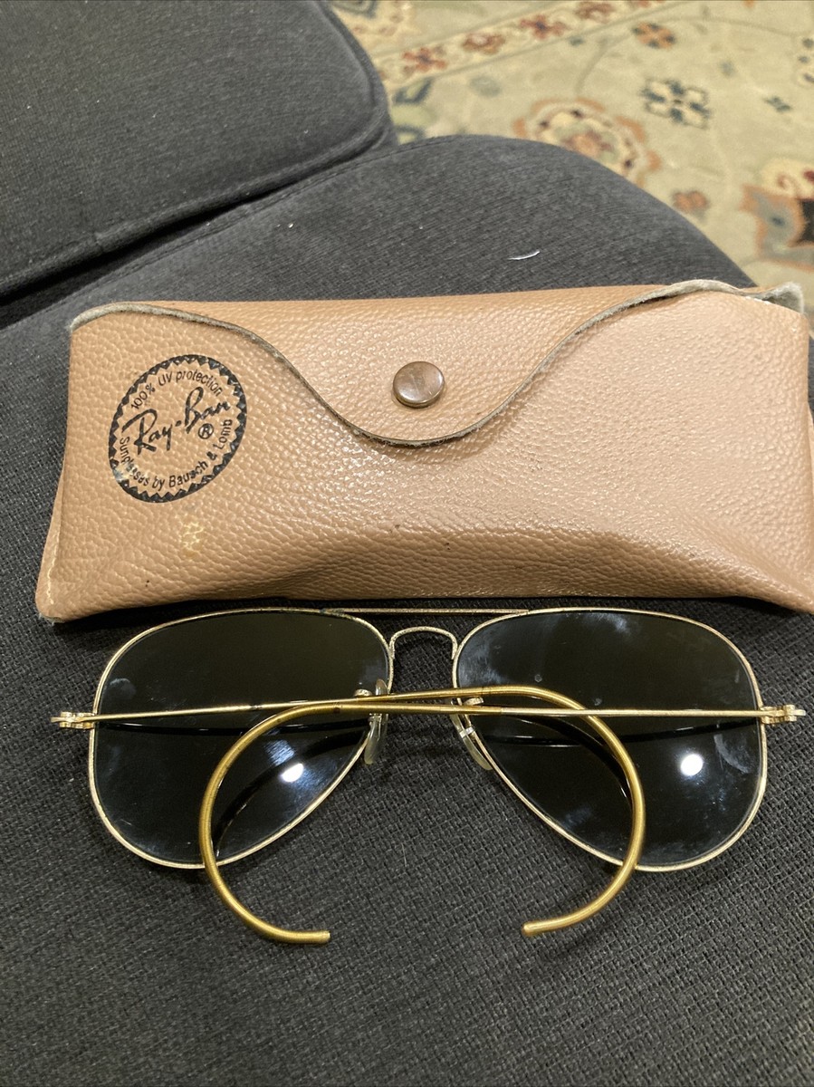 Genuine vintage ray ban 1980's sunglasses gold rimmed and ear