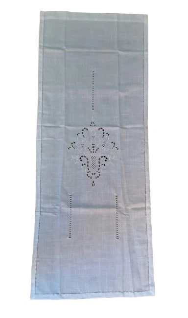 Tendina Dietro Vetro Misto Lino Ricamata Bianca Ecrù Filet 60x150 60x240 150x300 - Immagine 3 di 4