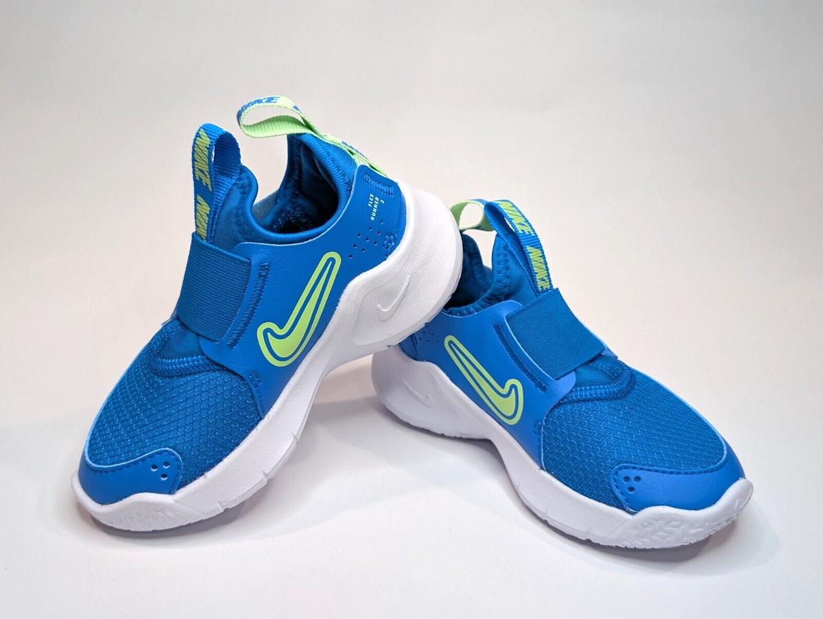 Nike Flex Runner Photo Blue/Green Toddler Boy's Slip On Shoes-Size  8/9/10C NWB