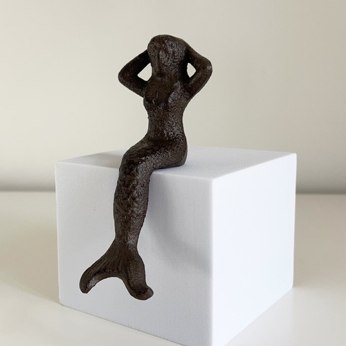Mermaid Ornament Figurine Cast Iron Statue Home Decor Garden Outdoor Bathroom - Picture 2 of 5