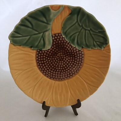食器 Bordallo Pinheiro Sunflower Salad Plates VTG Set Of 4 Bordallo Pinheiro 8”Sunflower Salad Plates. Made In